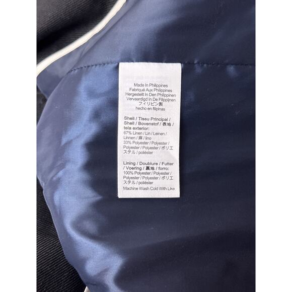 J Crew Jacket 8 Womens Vivienne Blazer Stretch Linen Black Gold Button - Picture 8 of 9